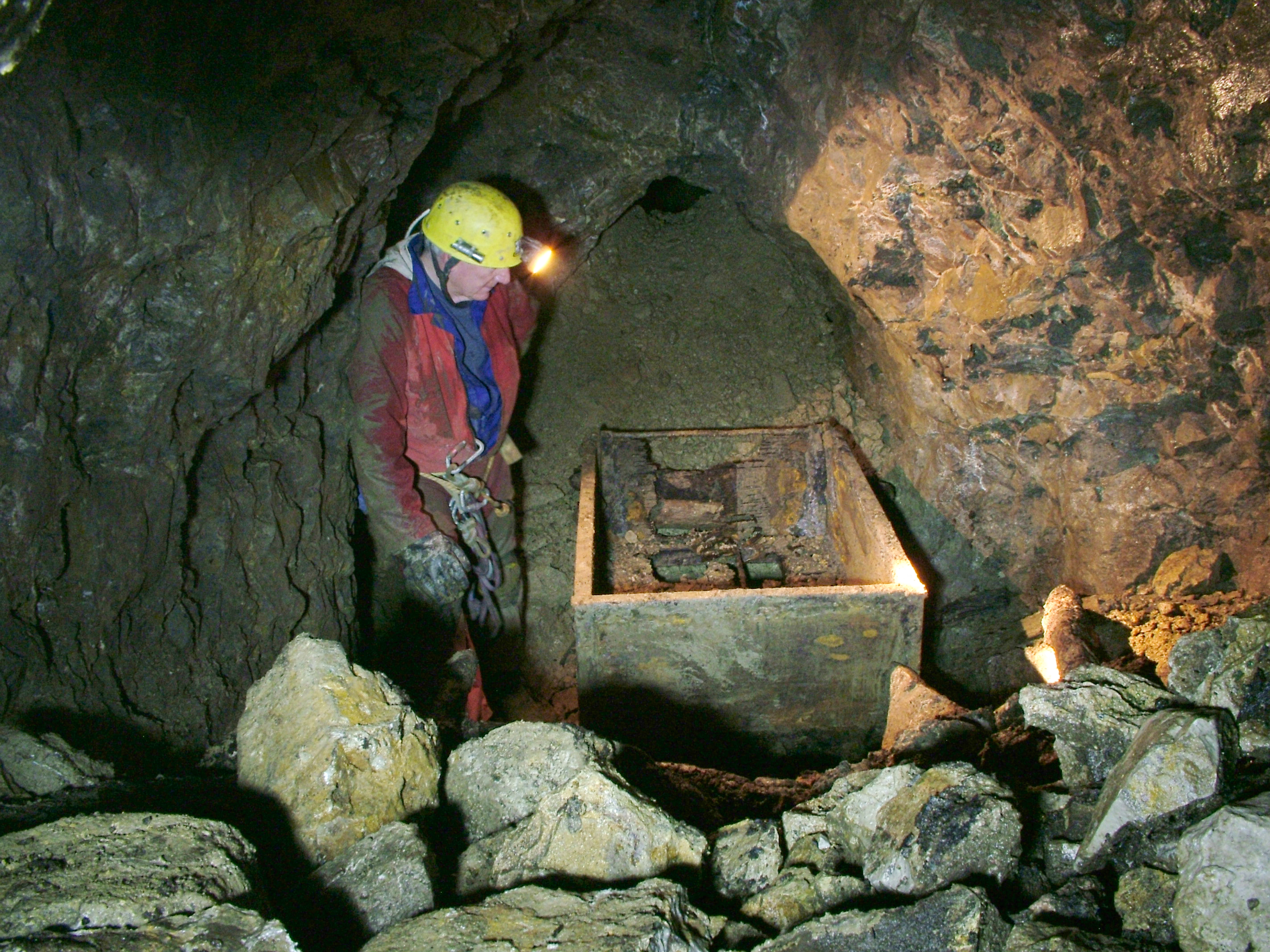 Brian Edwards inspecting the Penmorfa ore cart 2